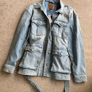 Ralph Lauren Light Blue Denim Jean Jacket with Belt, medium